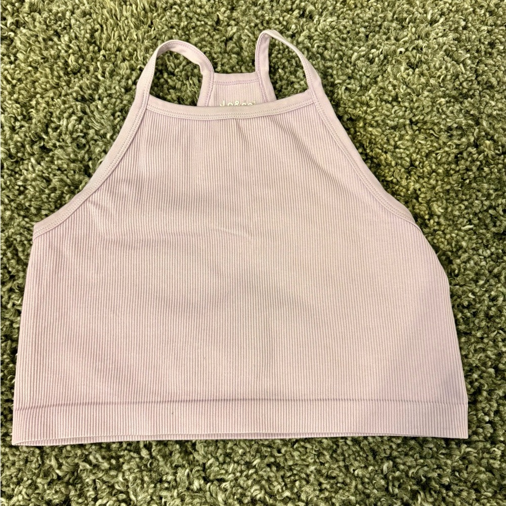 Lavender Ribbed Halter Crop Top